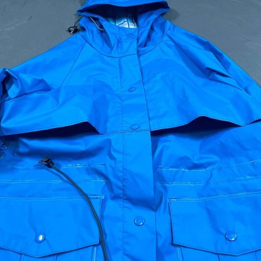 Vintage LL Bean Maine Guide Rain Jacket Blue Hooded Waterproof Womens Small - Picture 13 of 16